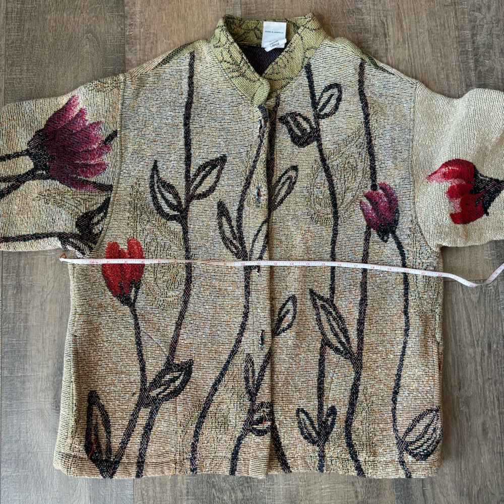 Vintage 90s Tapestry Jacket Floral Paisley Pattern Sugar Street Weavers Large - Picture 9 of 10